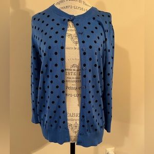 MWT Cardigan blue with black polka dots